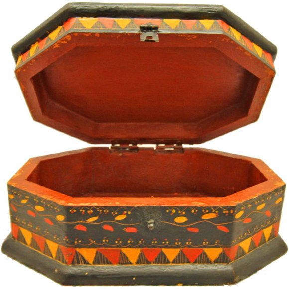 Saffron Sun Wooden Storage Box - Picture 2 of 3